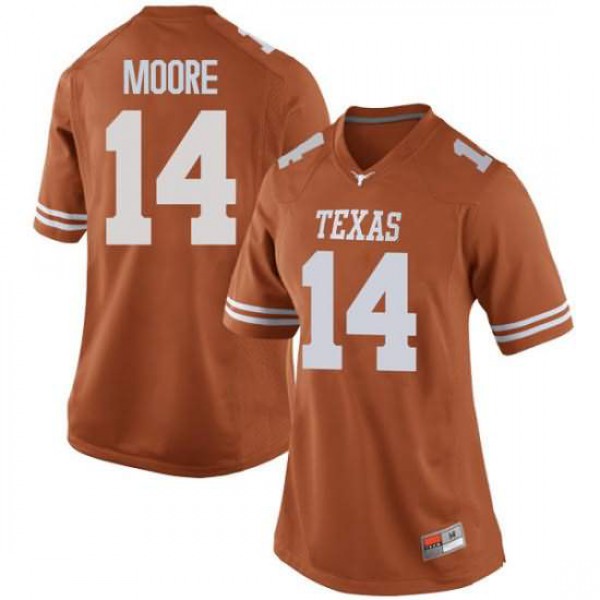 Women University of Texas #14 Joshua Moore Game Stitched Jersey Orange